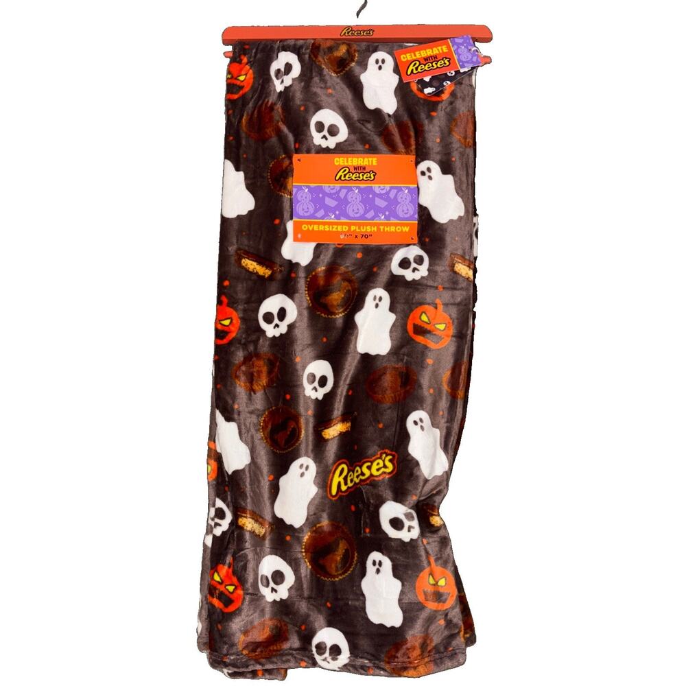 Hershey Reece's Brown Ghost Halloween Candy Plush Super Soft Throw Blanket NEW
